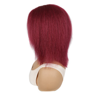 วิกผมสั้นขนปุยปุยสีเบอร์กันดีสำหรับผู้หญิง - Product Image 5