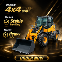 Mini-chargeuse sur pneus, chargeuse frontale, 4x4, moteur 17,2 kW, godet de 0,15 m3 pour travaux agricoles et de construction