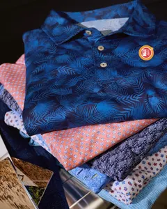 Camisa grande com logotipo personalizado, camisa casual de ombro com estampa de golfe para homens