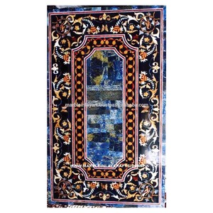 Black Marble Inlay Dining Table, Table Dining <b>Top</b> - Product Image 1