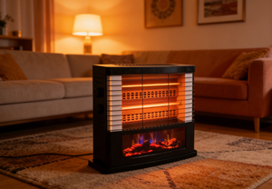 Precio al por mayor, Chimenea eléctrica QHW-2500 personalizable, 2400W máx., imagen de llama realista, protección de inclinación de 360° - Product Image 2