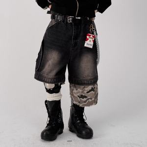 Shorts Bermuda en jean déchiré style hip-hop, motif camouflage personnalisé, vintage, délavé, déchiré, coupe ample pour hommes – Vente en gros - Product Image 6