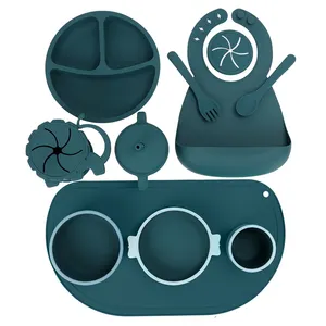 Custom Trending Product Top Seller Baby Supplies Silicone Baby Feeding Set Newborn Set Gift Baby Plate Food Set