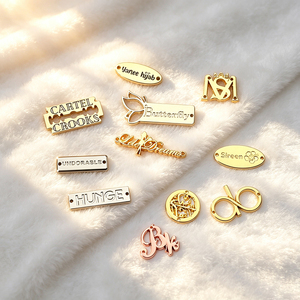 Cheap Wholesale Custom Zinc Alloy 2 Hole Engraved Brand Logo Metal Plates <b>Tags</b> for Shoes Cloth <b>Bags</b> Swimwear Accessories - Product Image 4