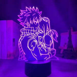 TW-2651 3d Lamp Anime Fairy Tail Natsu Dragneel and Erza Scarlet Hug Night Light Led Touch Sensor Night light for Child