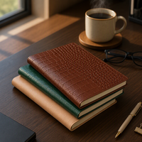 Carnet de notes en cuir PU texture crocodile de luxe, logo personnalisé, taille personnalisée, pages intérieures personnalisées, journal d'affaires pour cadeau d'entreprise
