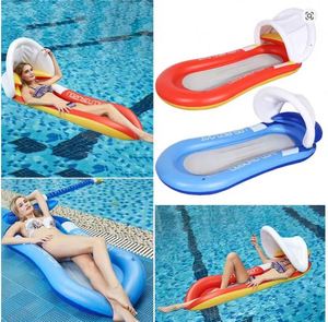 Hamaca Flotante Inflable de PVC para Adultos, Diseño Plegable a Rayas para Descansar Junto a la Piscina, Ideal para Fiestas - Product Image 4