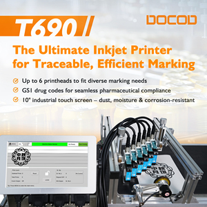 เครื่องพิมพ์อิงค์เจ็ทอุตสาหกรรม DOCOD T690-6 ประสิทธิภาพเชื่อถือได้ สำหรับการพิมพ์วันที่และรหัสบนบรรจุภัณฑ์อาหารและสารเคมีอุตสาหกรรม - Product Image 2