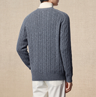 Reine Kaschmir V-Ausschnitt Zopfmuster Lässige Strickjacke Herren Kaschmir-Cardigan Winter