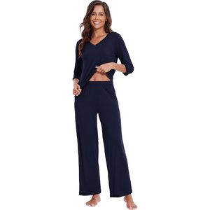 Vente en gros de pyjamas pour femmes à manches 3/4, ensemble de vêtements de nuit en viscose de bambou doux, pantalon de pyjama, tailles S-XXL - Product Image 3