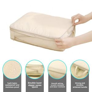 4Pcs/Set Durable Foldable Large Capacity Travel <b>Compression</b> Packing Cubes <b>Bag</b> Portable Suitcase Clothes Organizers Waterproof - Product Image 3
