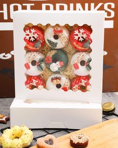 Caja para Pasteles con Ventana y Apertura Automática, 9x9x2.5 Pulgadas, Cajas <span class=keywords><strong>Blancas</strong></span> para Pastelería, para Galletas, Pasteles, Donuts y Dulces - Product Image 2