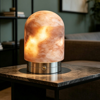 Lámpara de Mesa Nórdica de Alabastro, Lámpara de Mesa de Alabastro Hecha a Mano, Lámpara de Mesa de Alabastro Recargable, Lámpara de Mesa de Mármol