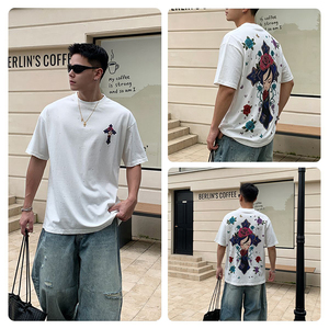 Camiseta Moderna con Estampado que Atrae Miradas en la Calle, Top de Manga Corta de Algodón Puro de Alta Calidad - Product Image 6