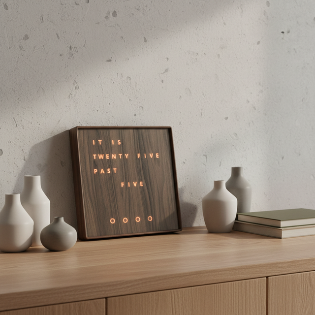 LED Digital Wooden Word Clock Eco-friendly Customized Color Battery Powered for Living Room Home Decor