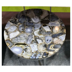 ที่สวยงามสีเทาอาเกตที่ทำด้วยมือรอบโต๊ะกาแฟด้านบน - Product Image 1