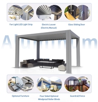 Pergola en aluminium sur mesure 3x3m 3x4m avec toits à lames orientables et éclairage LED pour piscines résidentielles, jardins et balcons