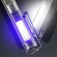 Lampe torche UV LED portable et rechargeable par USB, détection violette, lampe de poche médicale compacte, lampe de poche d'urgence pour le camping, avec clip stylo