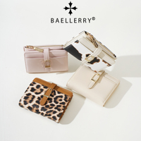 Dompet Wanita Pendek Baellerry Model Terbaru, Dompet Lipat Tipis untuk Wanita dan Remaja Putri, Dompet Koin dengan Ritsleting, Bahan Kulit PU