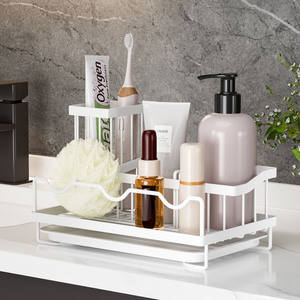 Porte-éponge auto-drainant Caddy d'évier de cuisine Organisateur de rangement d'évier <span class=keywords><strong>noir</strong></span> avec plateau d'égouttement amovible - Product Image 2