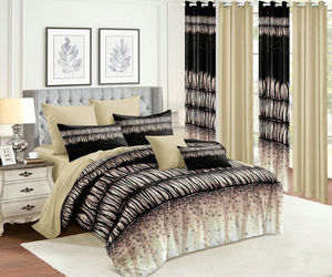 Colcha <span class=keywords><strong>de</strong></span> dormitorio <span class=keywords><strong>para</strong></span> el hogar, juego <span class=keywords><strong>de</strong></span> edredón con cortinas a juego disponibles, 11 piezas, Floral Reversible moderno (tamaño completo/Queen) - Product Image 3