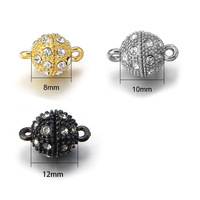 Fermoirs magnétiques en alliage électroplaqué pour bijoux DIY, fermoirs ronds en strass à aimant puissant pour bracelets, colliers et soie