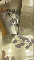 Papier peint de feuilles de Ginkgo peint à la main en feuille d'or de qualité supérieure pour la décoration murale intérieure