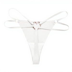 Women White Sexy Heart <b>Ring</b> Thong Panties Solid Double Straps Low Waist T-Back Underwear Seamless Panties for Women Wholesale - Product Image 4