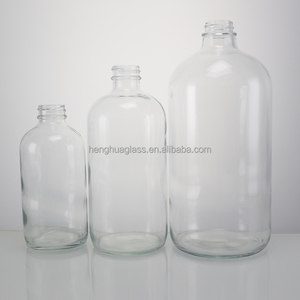 Rõ ràng Glass Boston chai 15ml 30ml 60ml 120ml 240ml 500ml 1L Flint Glass nước giải khát nước trái cây tinh dầu chai với nắp nhựa - Product Image 5