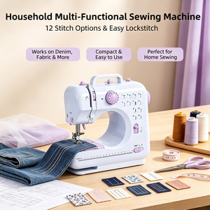 Máquina <span class=keywords><strong>de</strong></span> Coser Compacta para el Hogar, 12 Puntadas <span class=keywords><strong>de</strong></span> Utilidad, Eléctrica y Portátil, con Función <span class=keywords><strong>de</strong></span> Enrollado <span class=keywords><strong>de</strong></span> Bobina y Cosido <span class=keywords><strong>de</strong></span> Botones - Product Image 1