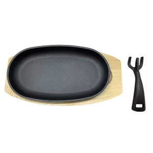 Plaque <span class=keywords><strong>de</strong></span> cuisson classique écologique pour <span class=keywords><strong>fruits</strong></span> <span class=keywords><strong>de</strong></span> <span class=keywords><strong>mer</strong></span>, steaks, fajitas, en fonte antiadhésive à base plate, compatible gaz et induction, avec planche à découper - Product Image 3