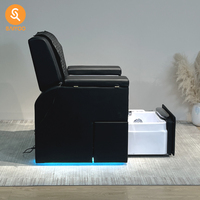 Fauteuil de pédicure de luxe en acier inoxydable réglable avec siège inclinable et système de jets sans tuyauterie pour spa et salon de manucure