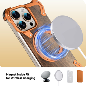 Coque de téléphone sans cadre en alliage d'aluminium avec support de charge magnétique sans fil pour iPhone 17 16 Pro Max, béquille rotative à 360° - Product Image 3
