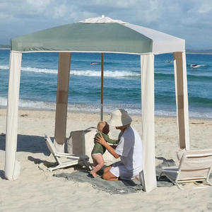 Cabana de Playa de Lujo Personalizada al por Mayor, de Lona Impermeable, Estilo Vintage, con Poste de Madera y Bolsillos para Arena, Muebles de Exterior - Product Image 4