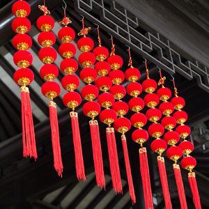 2026 New Style Flocked Lantern <b>String</b> Decoration for Housewarming, Red <b>String</b> Hanging Ornaments for Moving, Indoor and Outdoor - Product Image 2