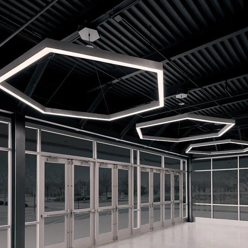 Lampu Led Linear perlengkapan pencahayaan aluminium liontin langit-langit kantor rumah dalam ruangan dekorasi