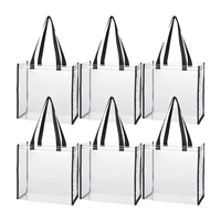 Sac fourre-tout transparent en PVC réutilisable personnalisé, pas cher, avec poignée et motif lettres, idéal pour la plage ou comme sac cadeau