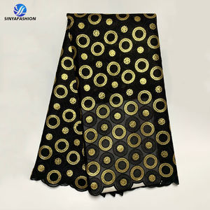 Tela de Encaje de Organza de Poliéster 100% Ecológica con Lentejuelas Africanas y Bordado Francés en Muchos Colores, 5 Yardas, para <span class=keywords><strong>Zapatos</strong></span> y Bolsos - Product Image 2