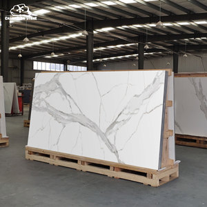 Tùy chỉnh vàng trắng calacatta Đá Thạch Anh Hiện Đại <span class=keywords><strong>CE</strong></span> chứng nhận đánh bóng Acrylic Nhân tạo tấm đá cẩm thạch cho sàn nhà bếp - Product Image 3