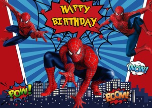 Toile de fond photographique équipe de super-héros Spider-Verse, fond d'<span class=keywords><strong>anniversaire</strong></span> super-héros pour enfants, bannière de fête héros araignée personnalisable - Product Image 2