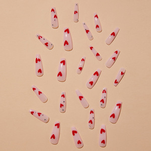 <span class=keywords><strong>Uñas</strong></span> Acrílicas de Alta Calidad Estilo Francés, Cobertura Completa, <span class=keywords><strong>Uñas</strong></span> Postizas Largas Cuadradas con Corazón, <span class=keywords><strong>Uñas</strong></span> Artificiales para Dedos, Venta al por Mayor - Product Image 2