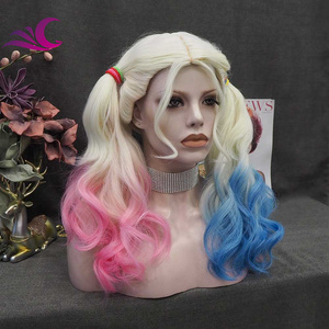 La moda celebrità 980quinn la macchina piena di colore rosa e blu cuce le parrucche sintetiche parrucche sintetiche in fibra ad alta temperatura - Product Image 2