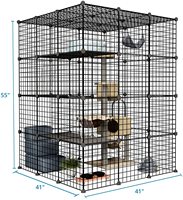 Enclos pour chat de balcon avec plateformes, cages pour chat, niches DIY, cage, grand espace d'exercice, idéal pour les animaux de compagnie