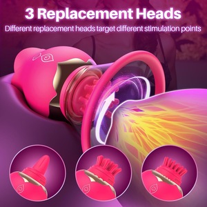 Vibratore a Forma di Rosa per Donne, Stimolatore Clitorideo, Dildo Vibrante con Lingua Vibrante per Punto G, 10 Modalità, Giocattoli Sessuali per Adulti - Product Image 1