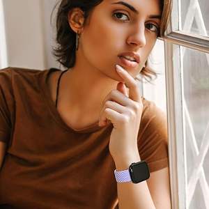 สายไนล่อนอัจฉริยะทอยืดหยุ่นสูงหรูหราระบายอากาศได้ดีใหม่มีหลายสีให้เลือกสีเหลืองสำหรับ iWatch - Product Image 5