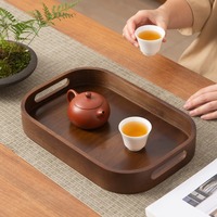Plateau en bois rectangulaire arrondi multifonctionnel de conception européenne pour fruits, cuisine, nourriture, dessert, collation, rangement ménager