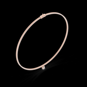 Collier pendentif en diamant de laboratoire classique plaqué or rose, chaîne à maillons pour mariage, fête, élégance, étincelant, design moderne intemporel - Product Image 2