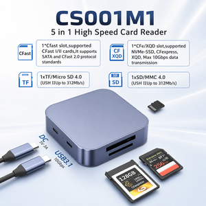 Lecteur de cartes 5 en 1 USB C <span class=keywords><strong>CFexpress</strong></span> Type B XQD CFast SD TF, adaptateur de carte mémoire en aluminium haute vitesse 10 Gbps pour appareil photo, ordinateur portable - Product Image 1