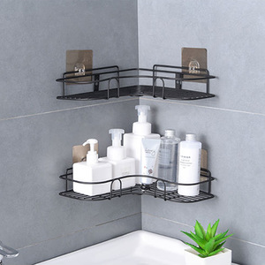 Simple, no-drill <b>corner</b> wrought iron <b>storage</b> rack for <b>kitchens</b>, bathrooms, and wall-mounted <b>storage</b>. - Product Image 2