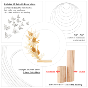 Cerceau floral en métal de 8/10/12/14/16/18/20/22/24 pouces avec supports, pour centre de table, décorations de table, artisanat et couronnes - Product Image 3